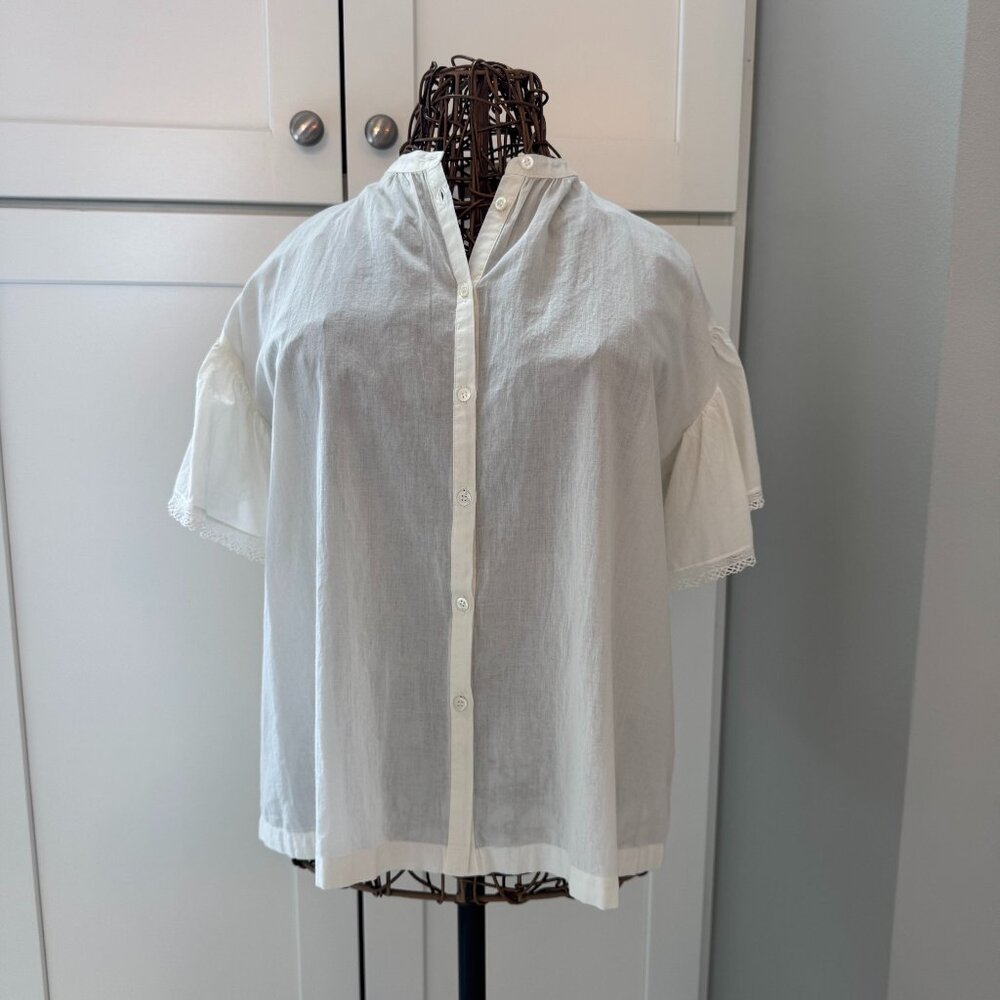 Vanessa Bruno | Robinson Cotton Button Front Blouse | Ecru White | Size 40 (NWT)
